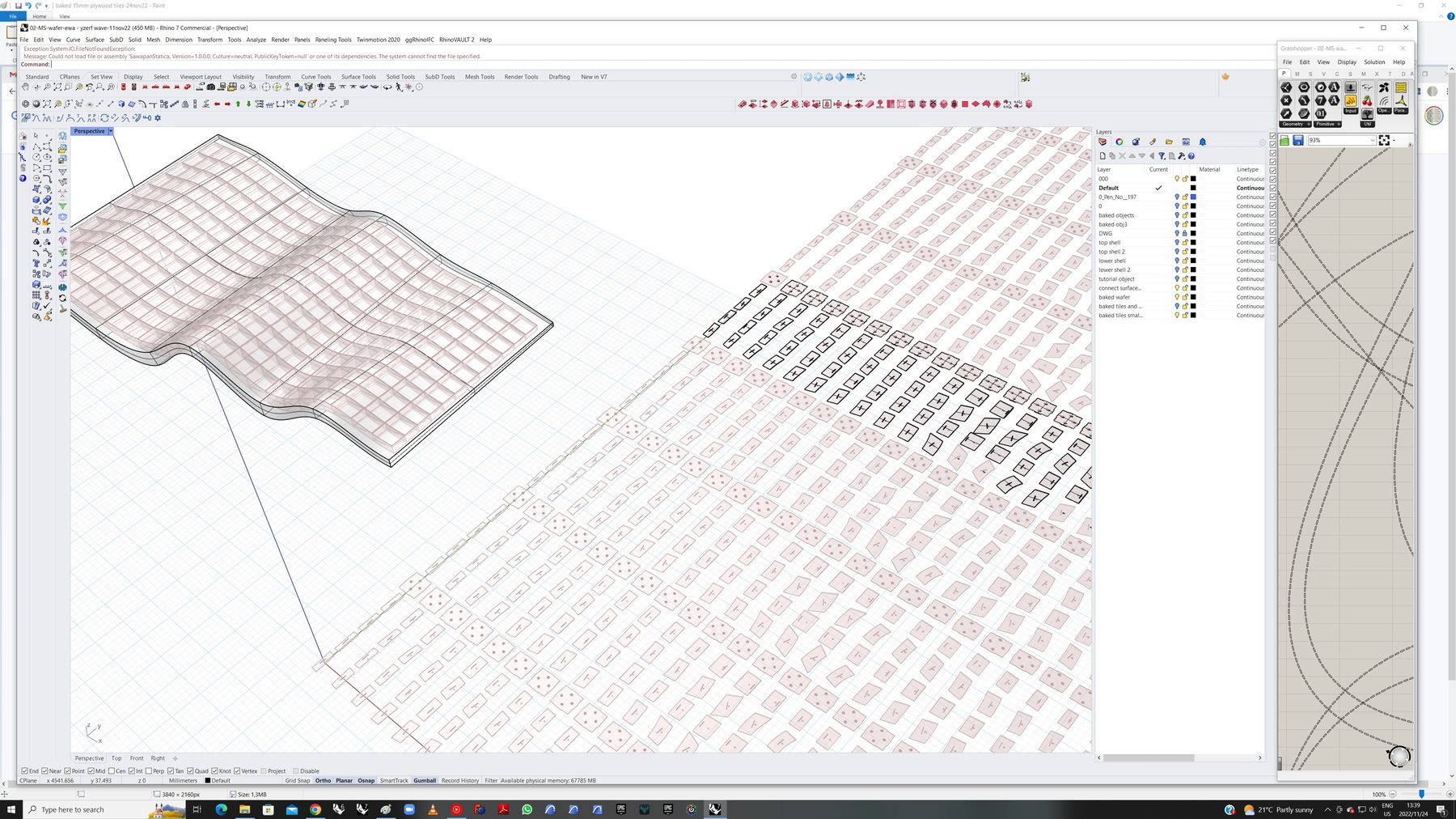 Grasshopper roof model — cell structure